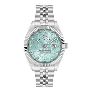 Philipp Plein Date Superlative Crystal Watch Silver Mens